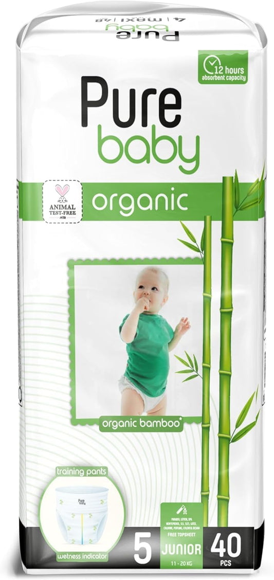 PURE BABY - ECO Diapers Size 5, Junior, 40 pieces (11-25kg)