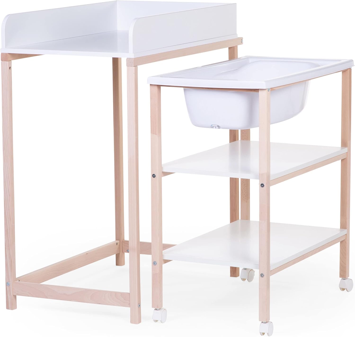 Childhome Changing Table + Bath + Wheels (Box 1 2) White