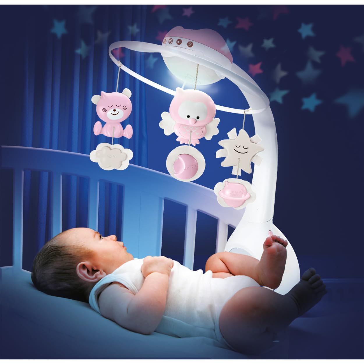 Infantino 3 In 1 Projector Musical Mobile  (Pink) | 0M+