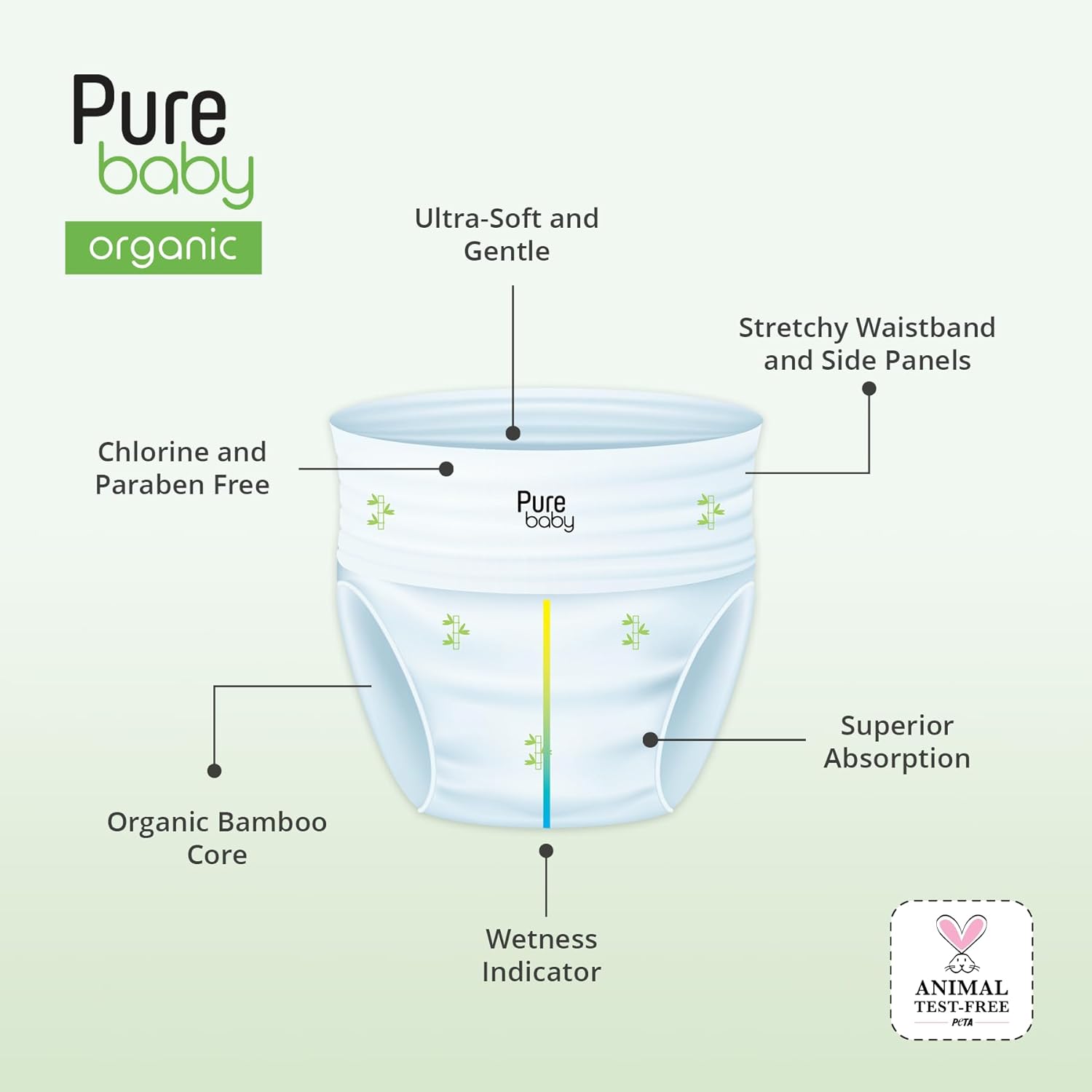 PURE BABY - ECO Training pants, Size 3, Midi, 56 pieces (4-9kg)