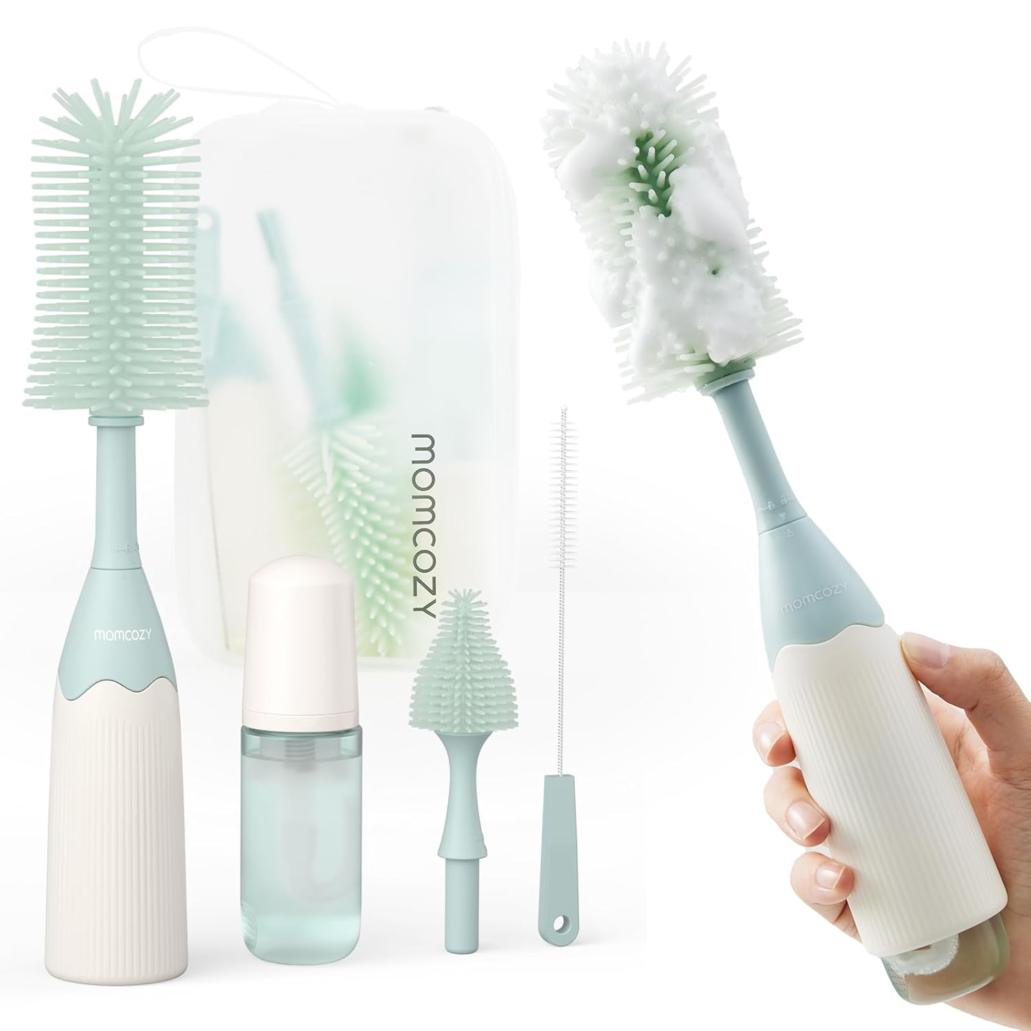 Momcozy Push-Press Design Bottle Brush Kit-Classic Style - Green