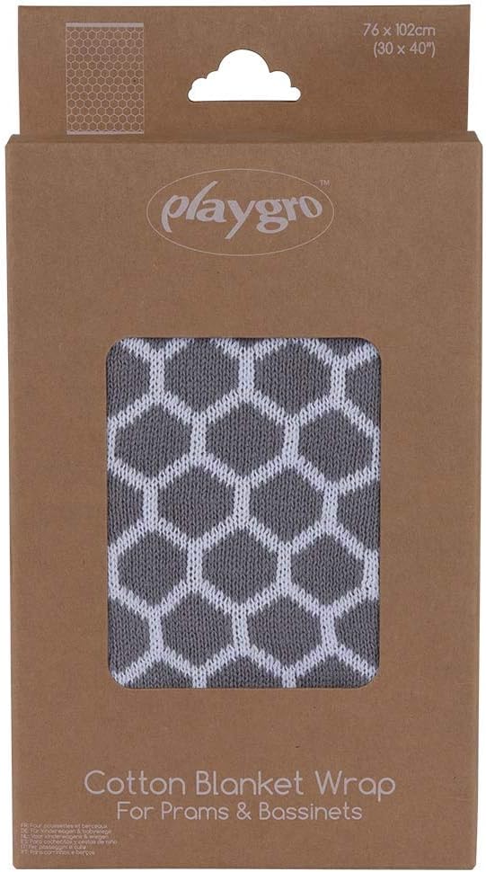 Playgro Cotton Blanket Wrap Honeycomb Grey