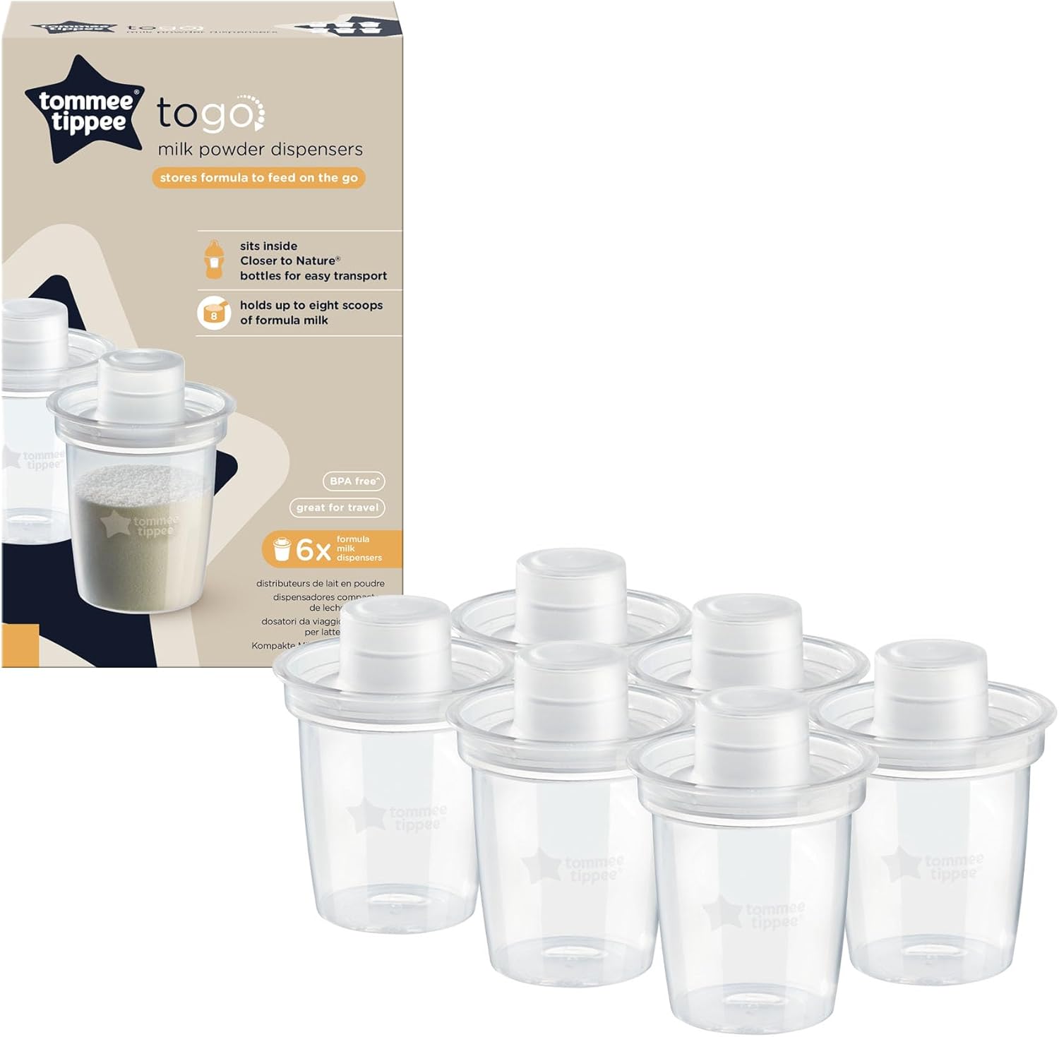 Tommee Tippee closer to nature milk powder dispenser pack of 6