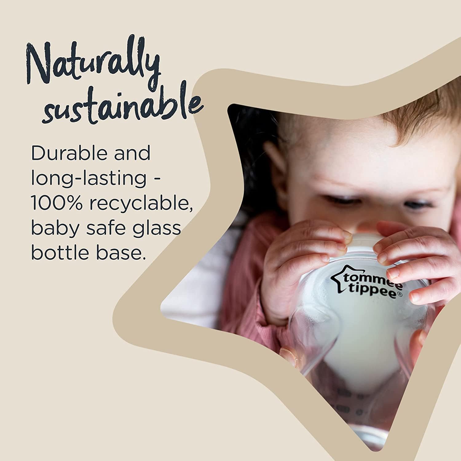 Tommee Tippee Closer to Nature Glass Feeding Bottle, 250ml x 1  -Clear