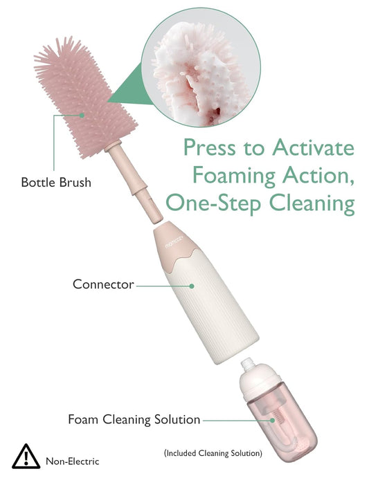 Momcozy Push-Press Design Bottle Brush Kit-Press Bubble Style - Pink