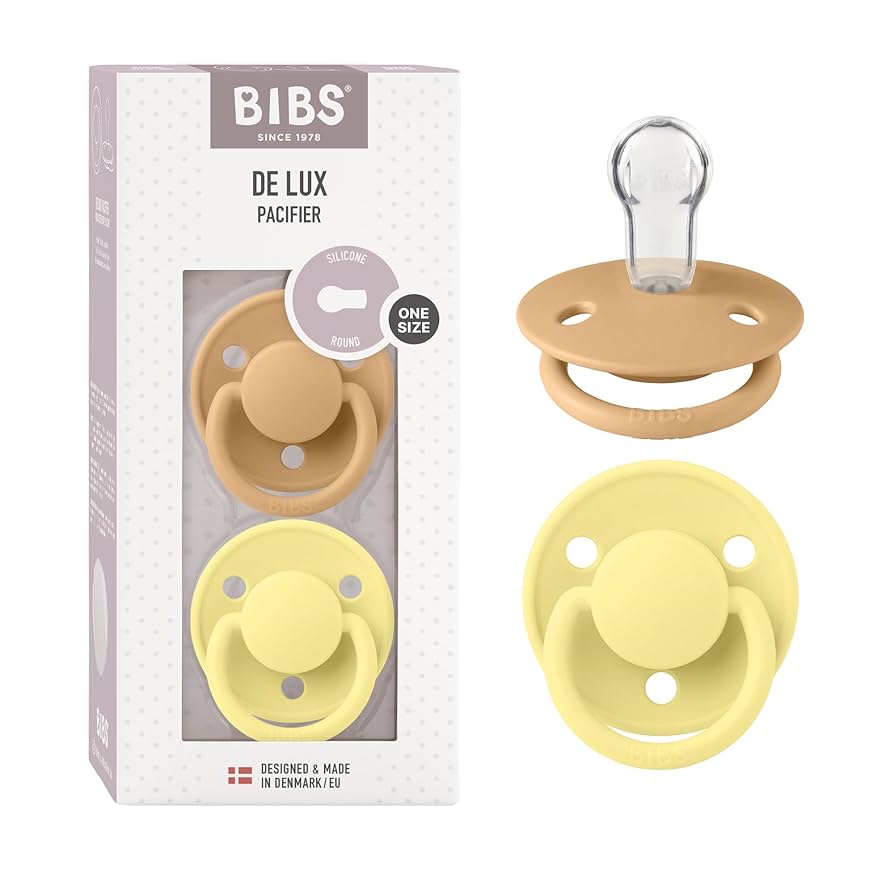 BIBS De Lux Pacifier 2 Pack Silicone Onesize Desert Sand/Sunshine