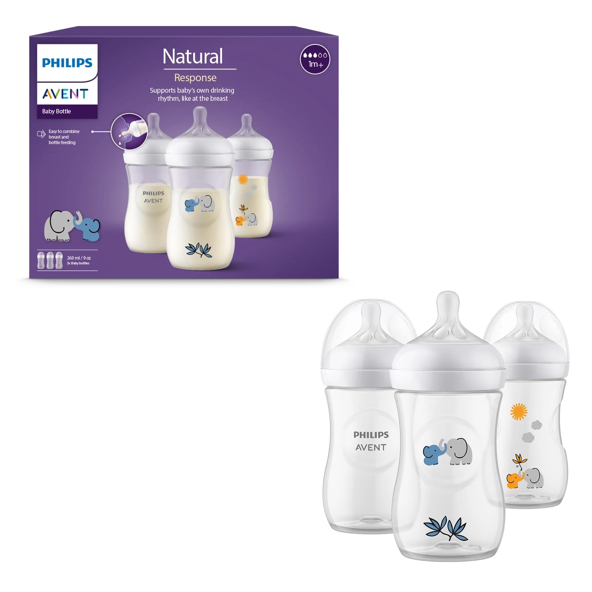 Philips Avent Natural Response Baby Feeding Bottle Set - 3 Bottles