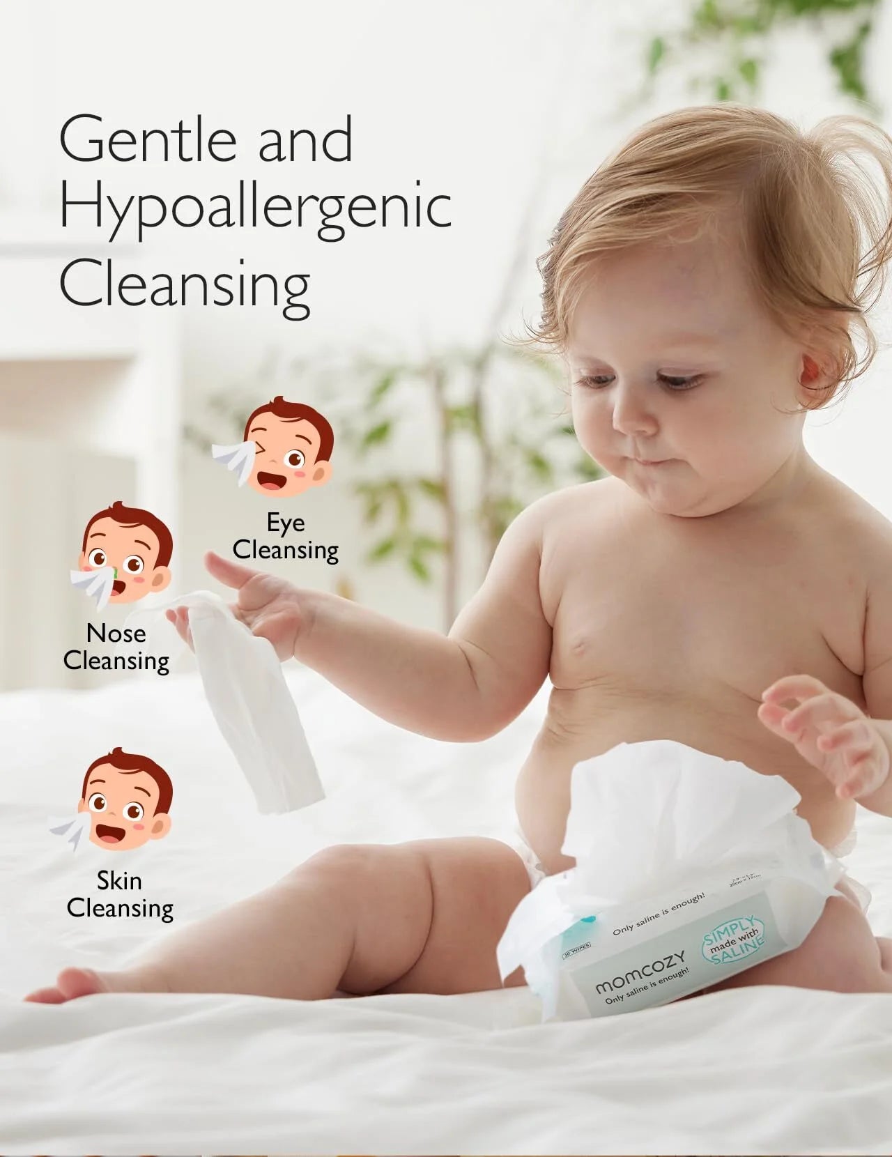 Momcozy Nose Saline Baby Wipes 360's 12pk