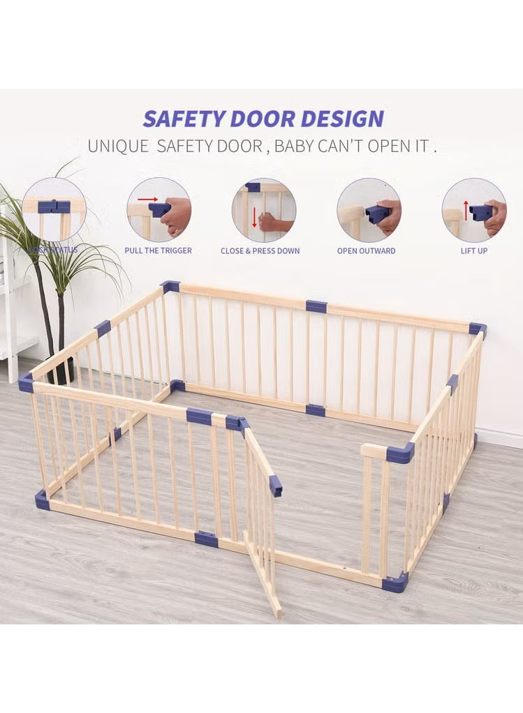 Foldable Wooden Playpen With Gate 2x2 meter with Connector