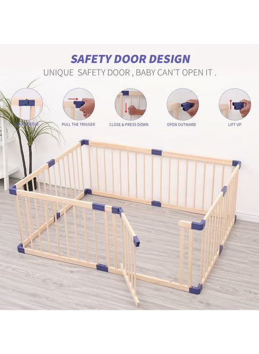 Foldable Wooden Playpen With Gate 2x2 meter with Connector