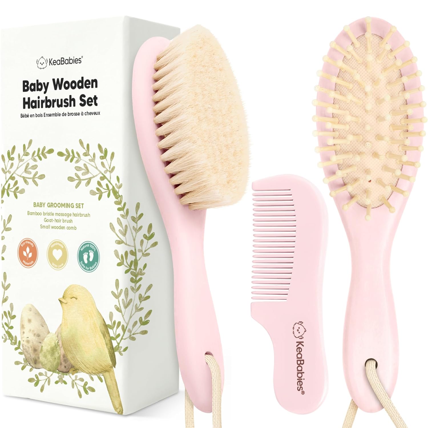 KeaBabies Baby Hair Brush and Comb Set Oval