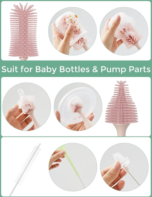 Momcozy Push-Press Design Bottle Brush Kit-Press Bubble Style - Pink
