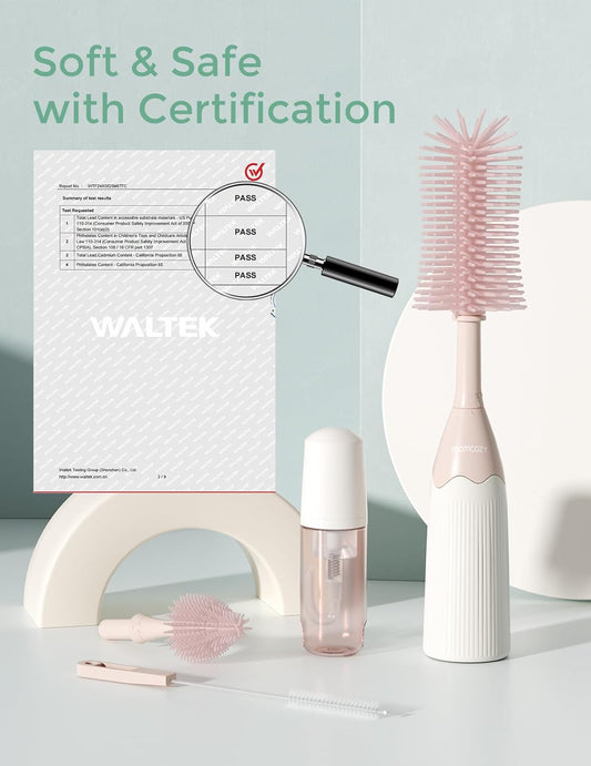 Momcozy Push-Press Design Bottle Brush Kit-Press Bubble Style - Pink
