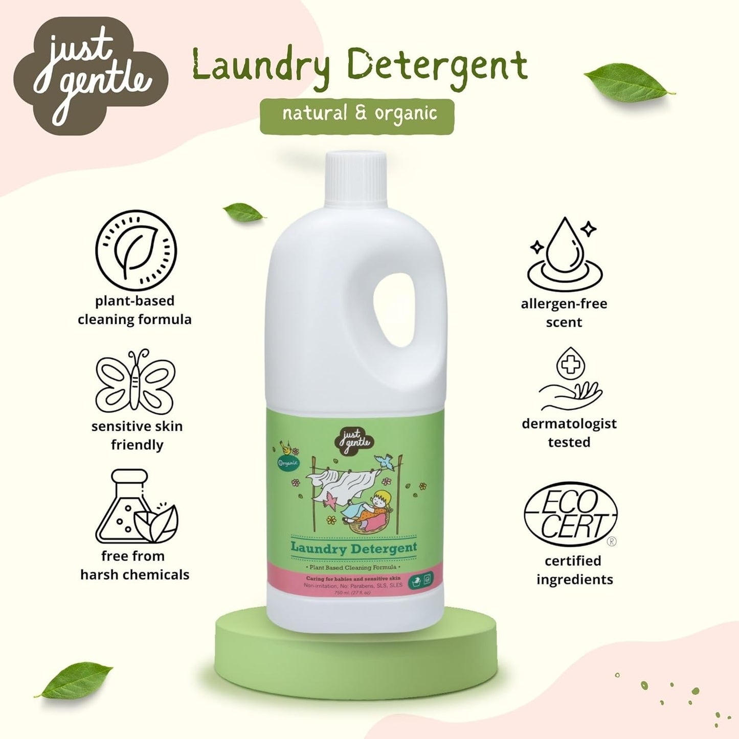 Just Gentle Laundry Detergent 750ml