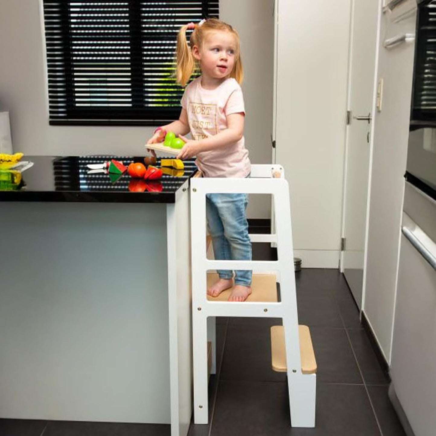 Childhome Learning Tower White Natural