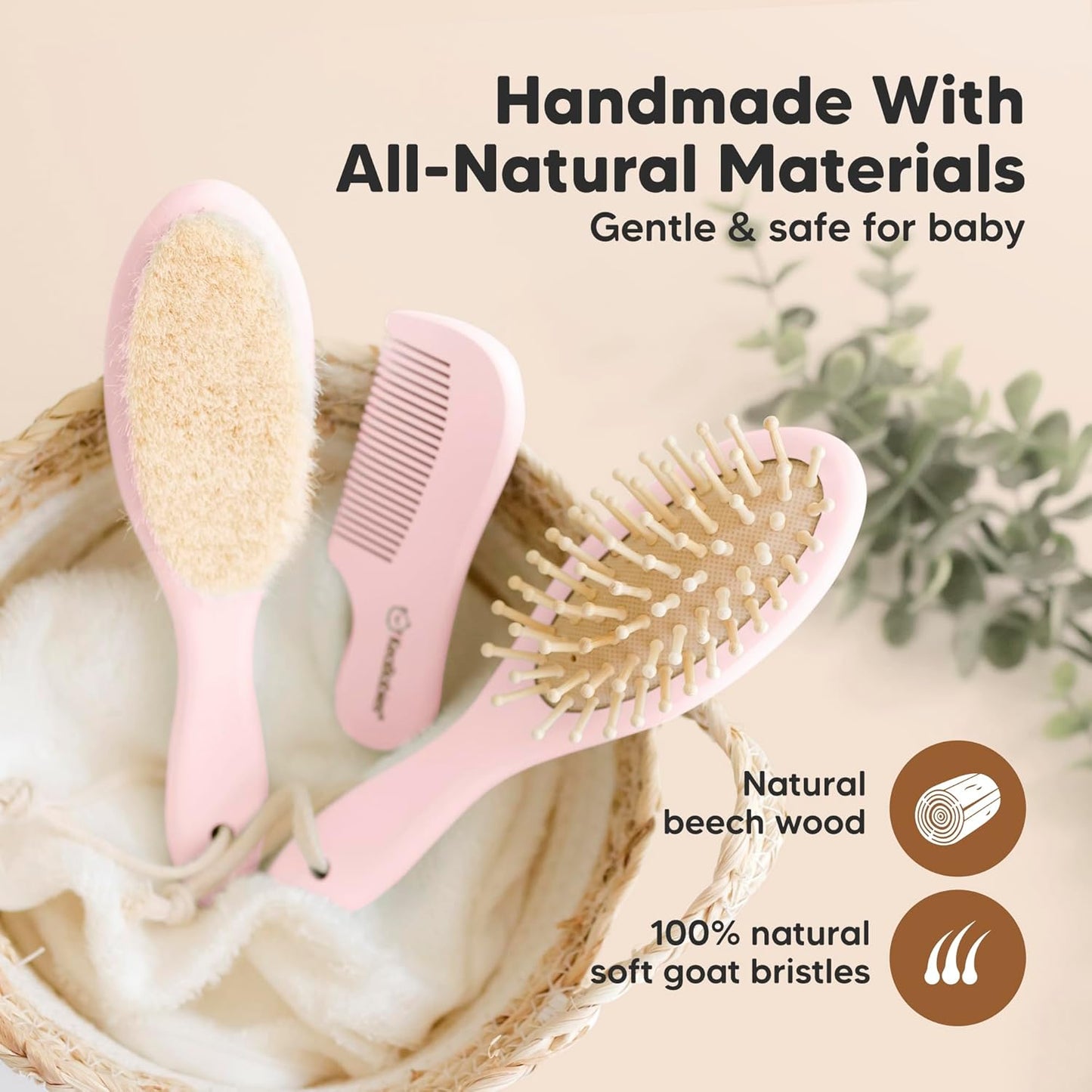 KeaBabies Baby Hair Brush and Comb Set Oval