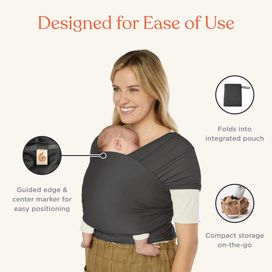 Ergobaby Aura Sustainably Sourced Knit Baby Wrap Soft Black