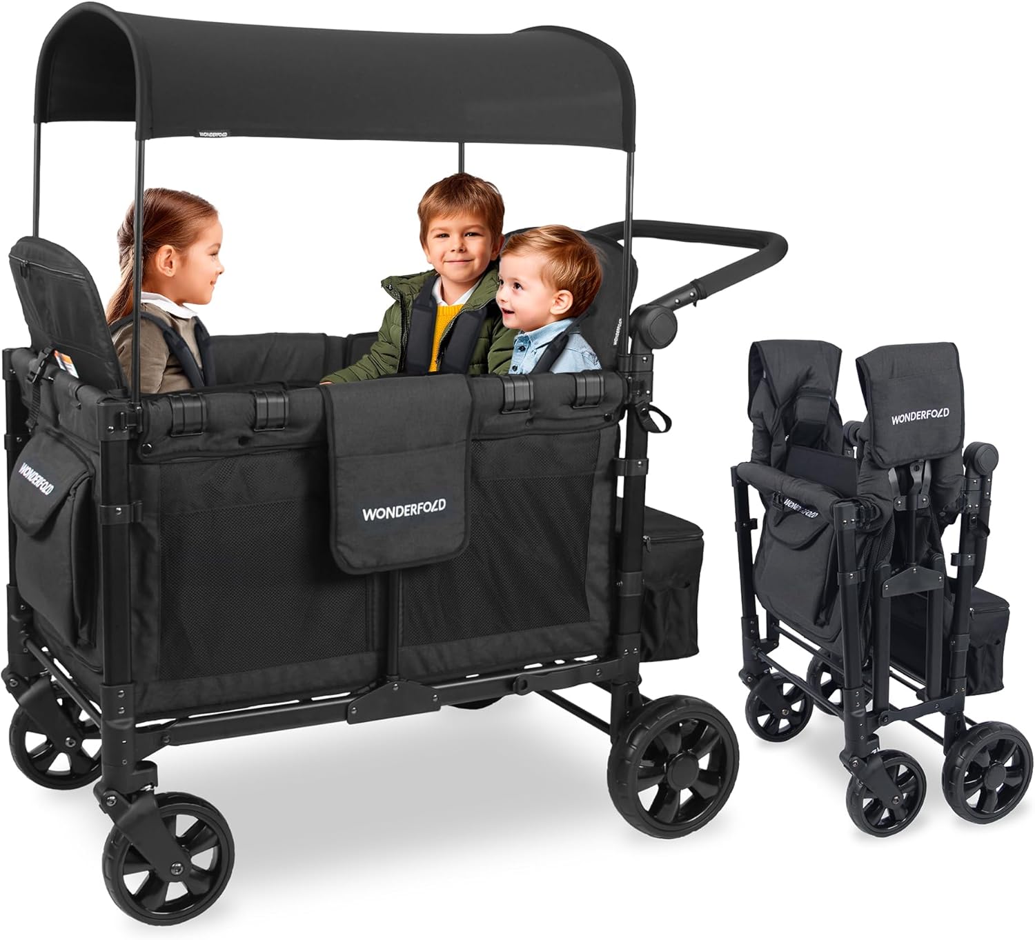 WonderFold W4 Elite Stroller Wagon - Volcanic Black