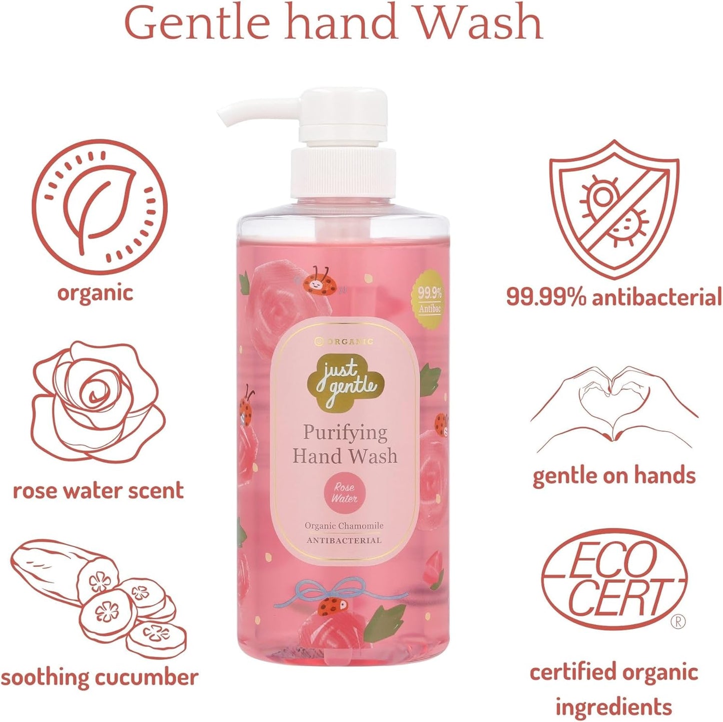Just Gentle Purifyig Hand Wash - Rose Water 500 ml.