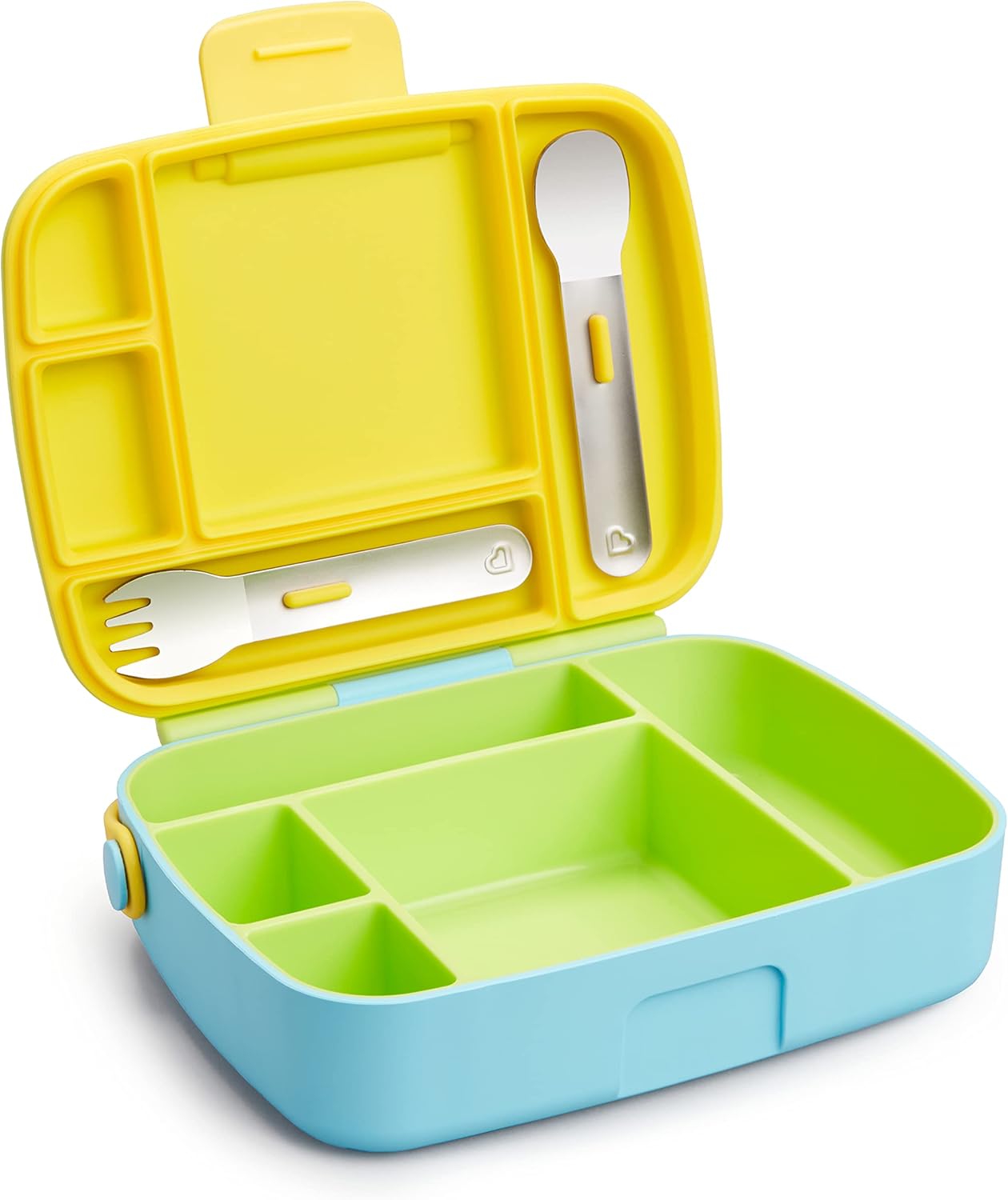 Munchkin Lunch Bento Box with Stainless Steel Utensils - Green