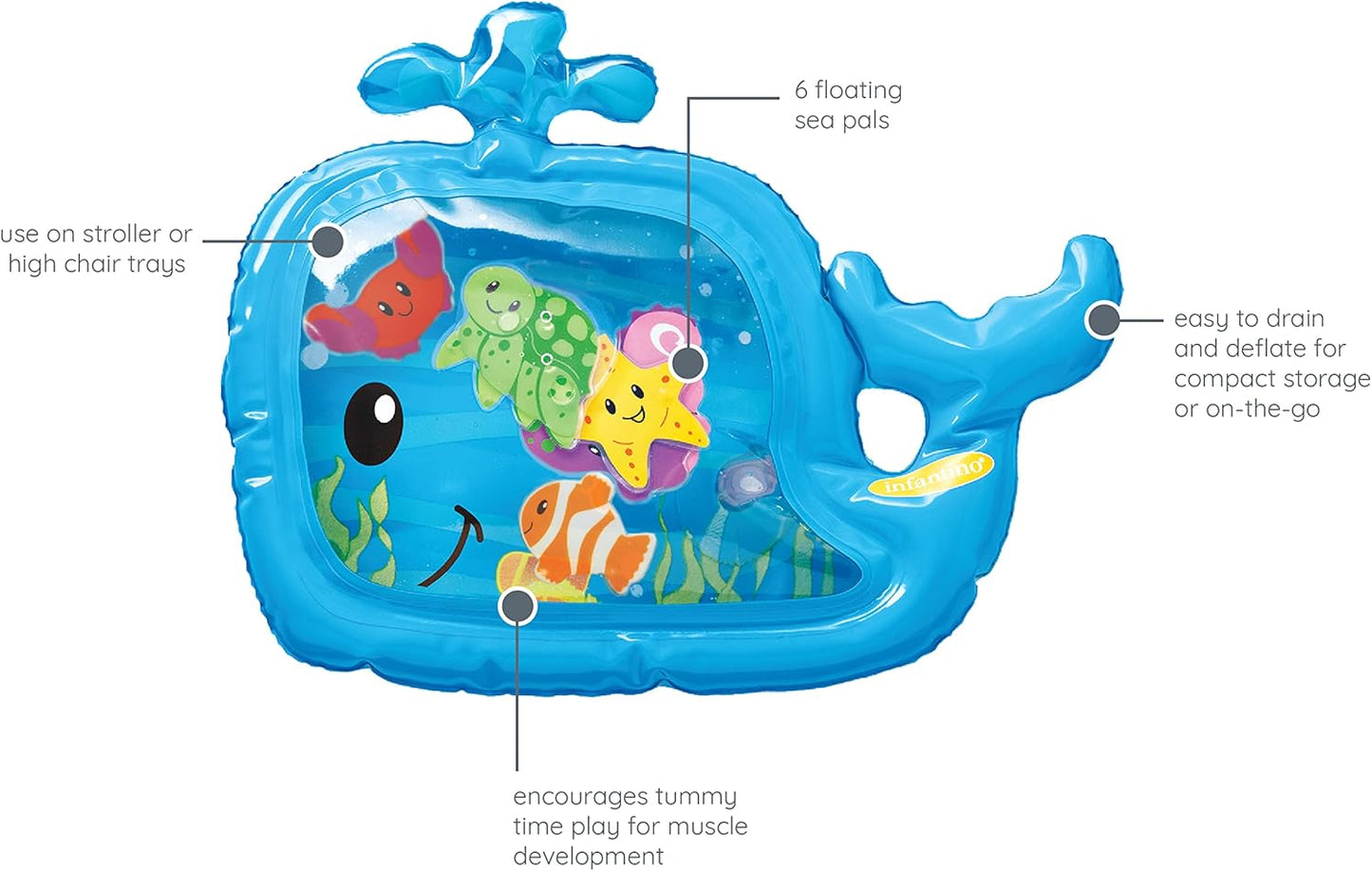 Infantino Sensory Whale Pat & Play Water Mat - Blue