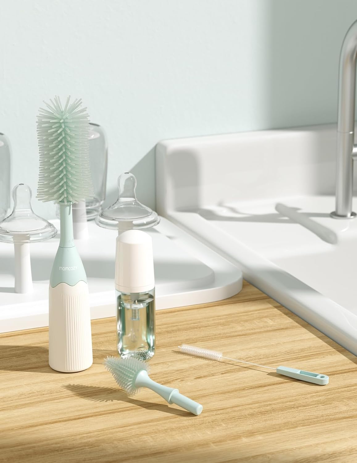 Momcozy Push-Press Design Bottle Brush Kit-Classic Style - Green