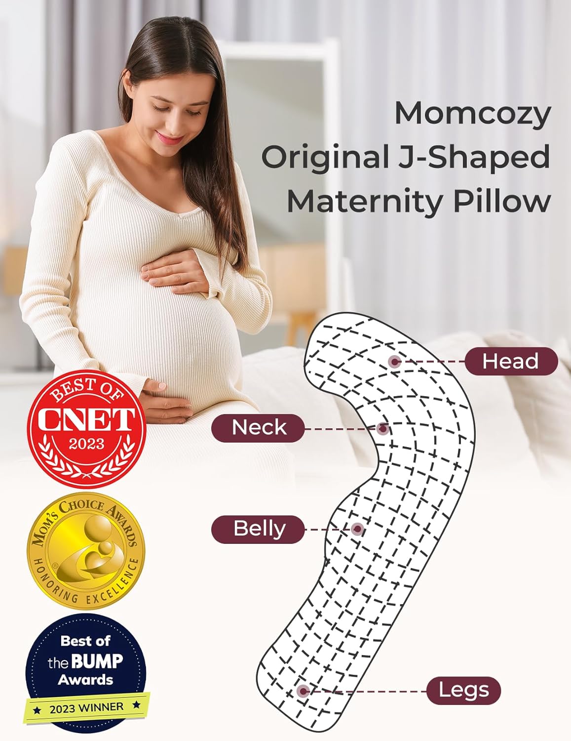 Momcozy J Shaped Maternity Body Pillow