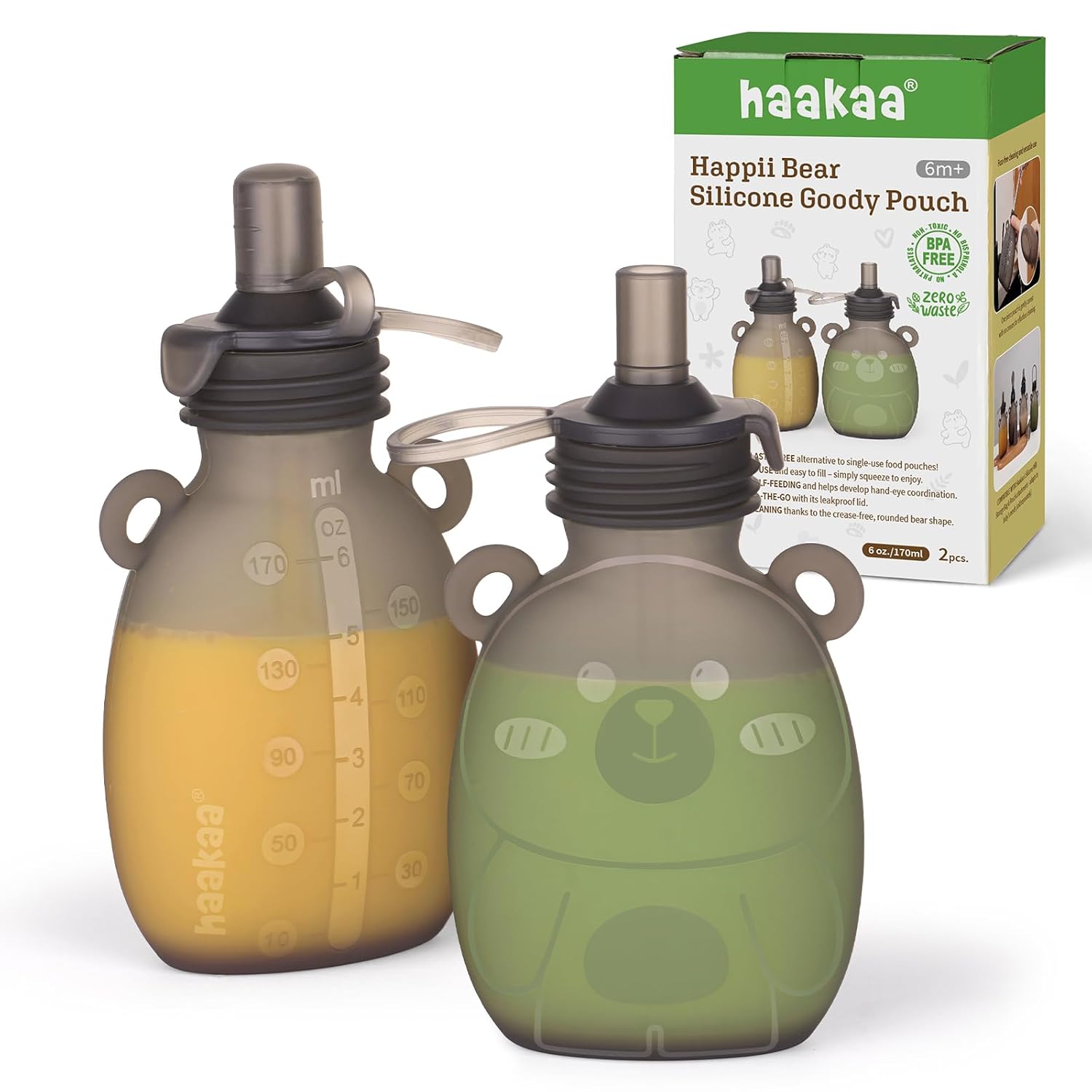 Haakaa Happii Bear Silicone Goody Pouch 170ml x 2