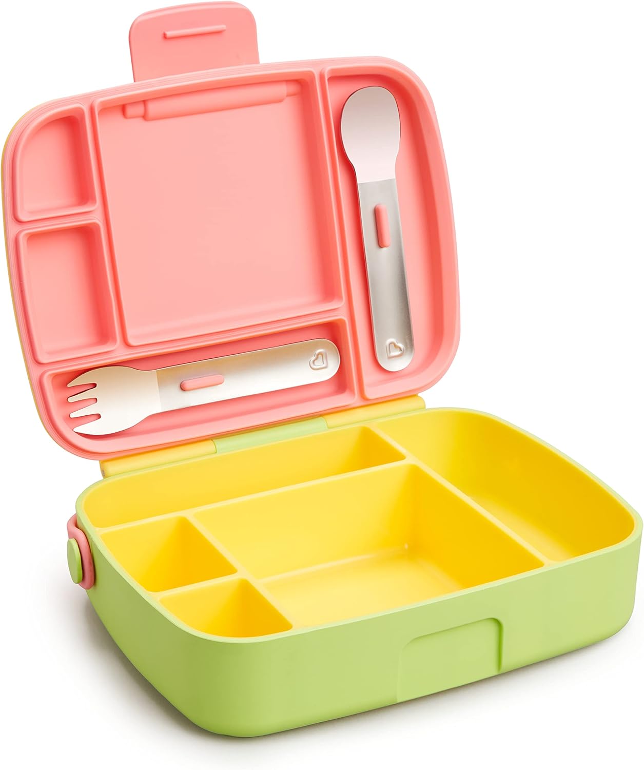 Munchkin Lunch Bento Box with Stainless Steel Utensils - Yellow