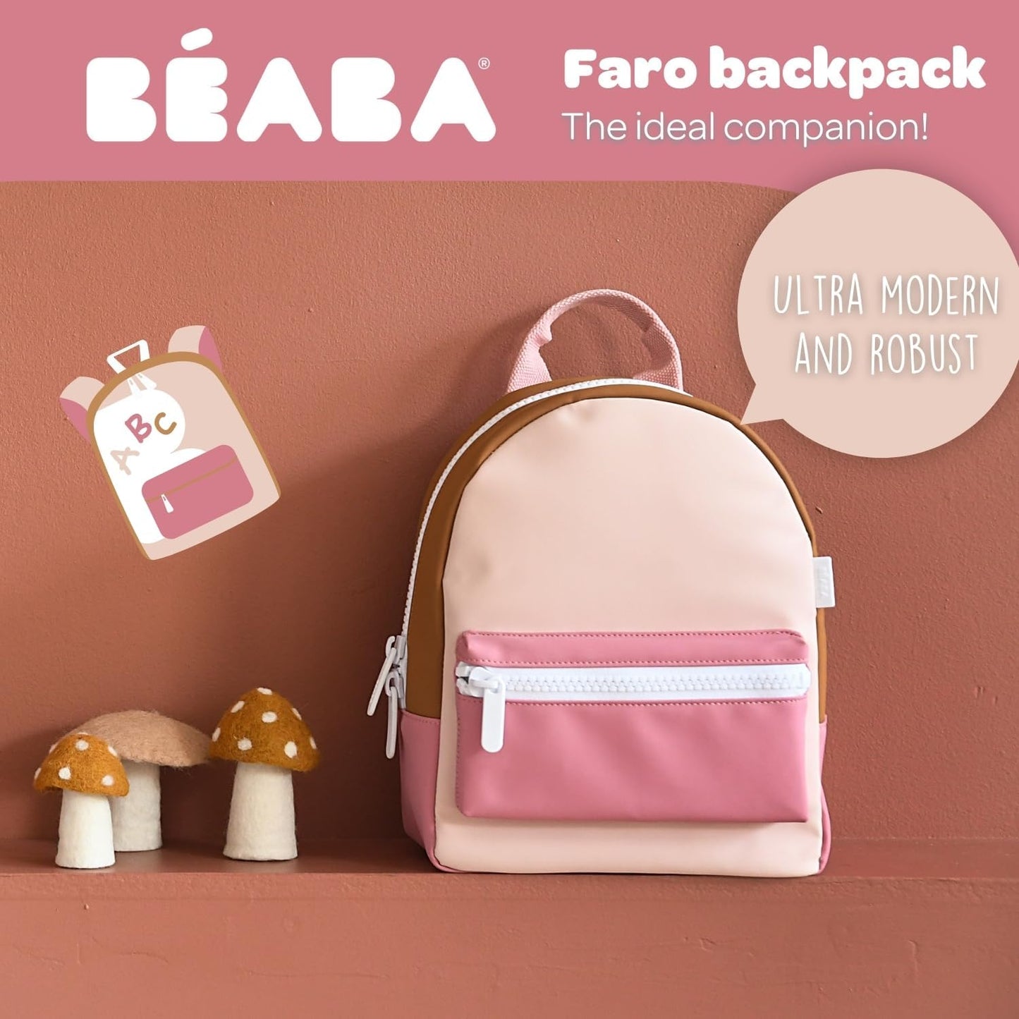 Beaba Faro Baby Backpack Dusty Rose