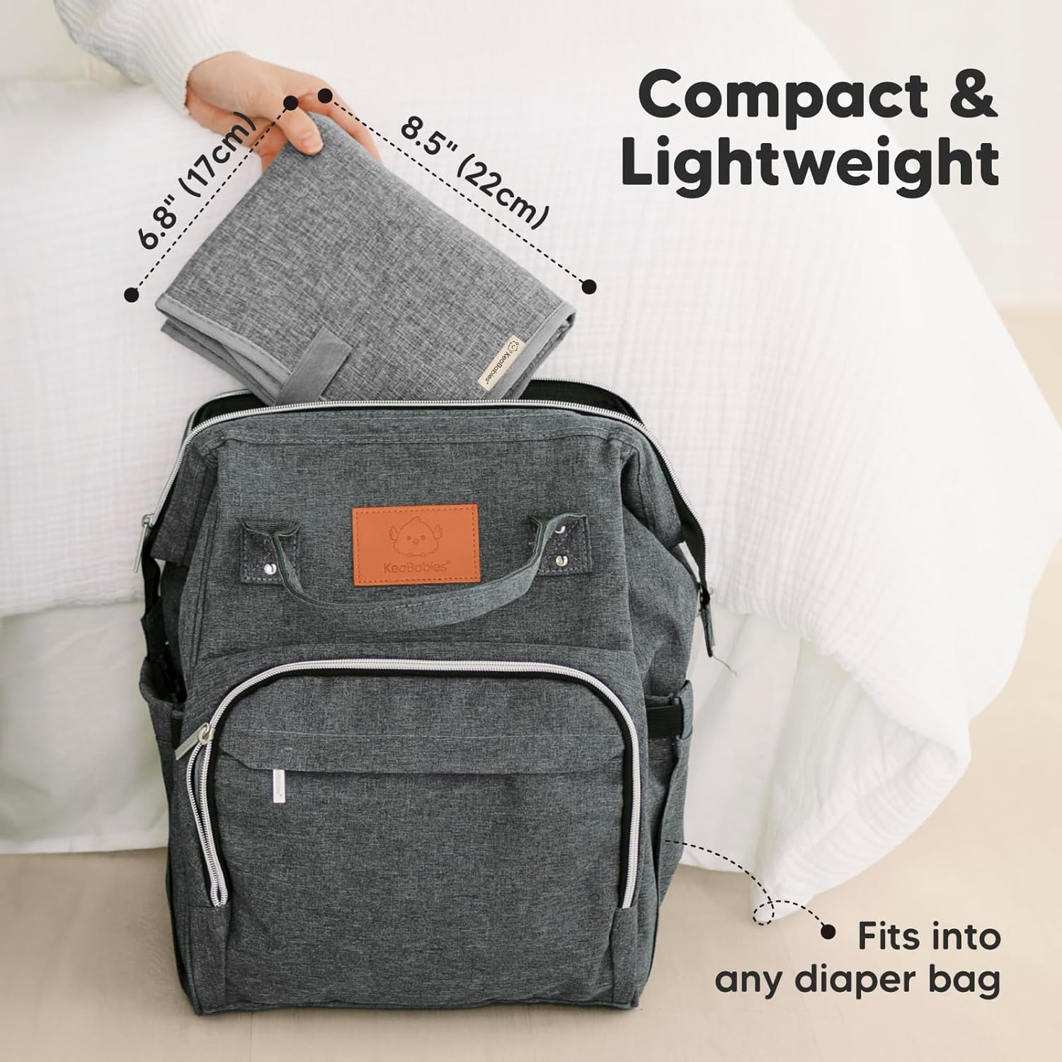 KeaBabies SWIFT Diaper Changing Mat Classic Gray