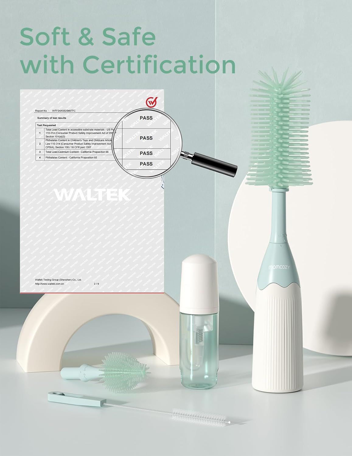 Momcozy Push-Press Design Bottle Brush Kit-Classic Style - Green