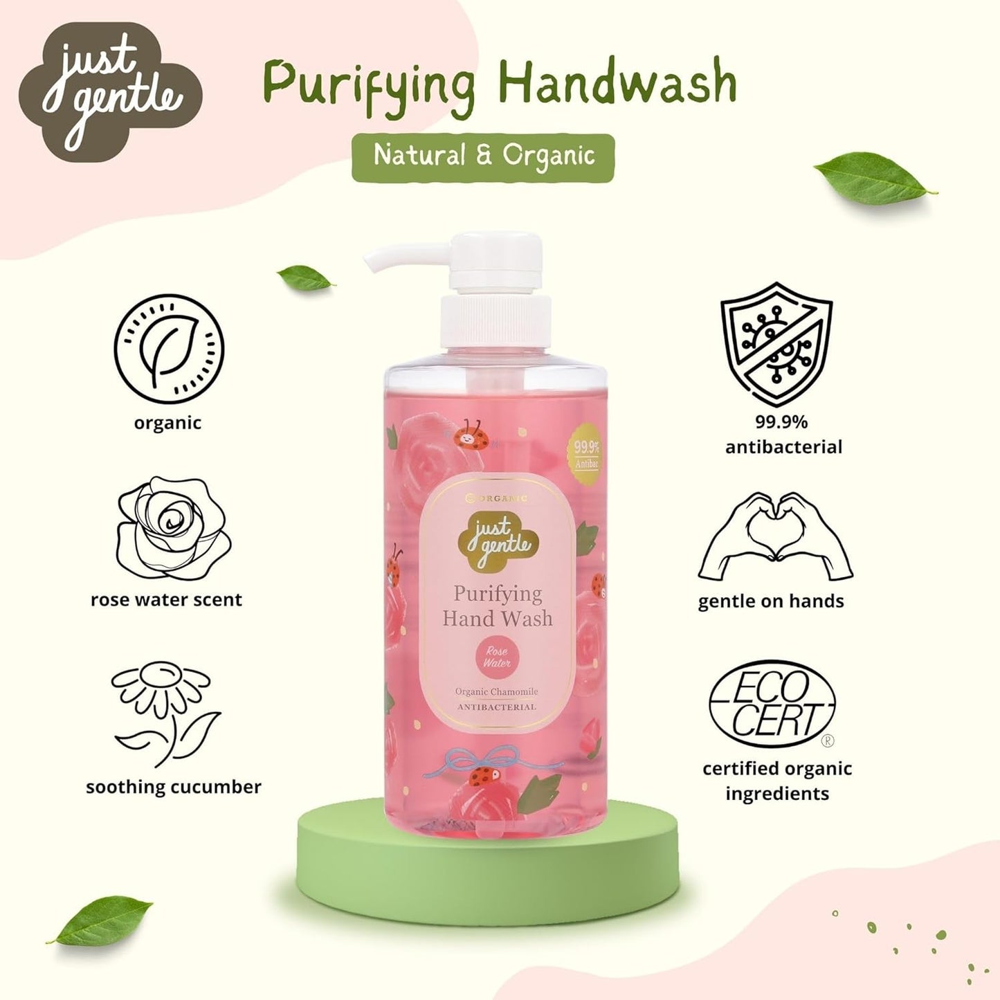 Just Gentle Purifyig Hand Wash - Rose Water 500 ml.