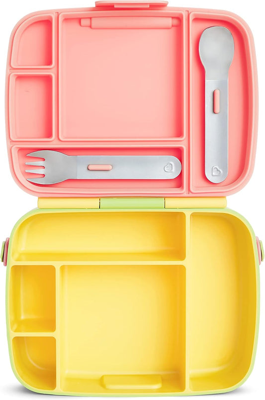 Munchkin Lunch Bento Box with Stainless Steel Utensils - Yellow
