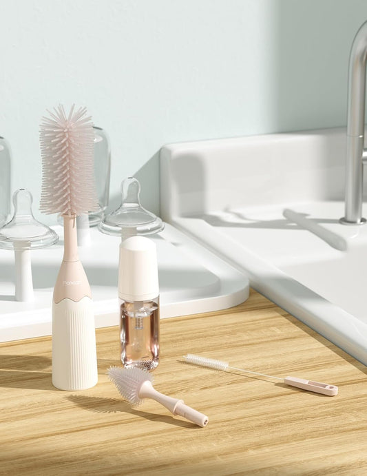 Momcozy Push-Press Design Bottle Brush Kit-Press Bubble Style - Pink