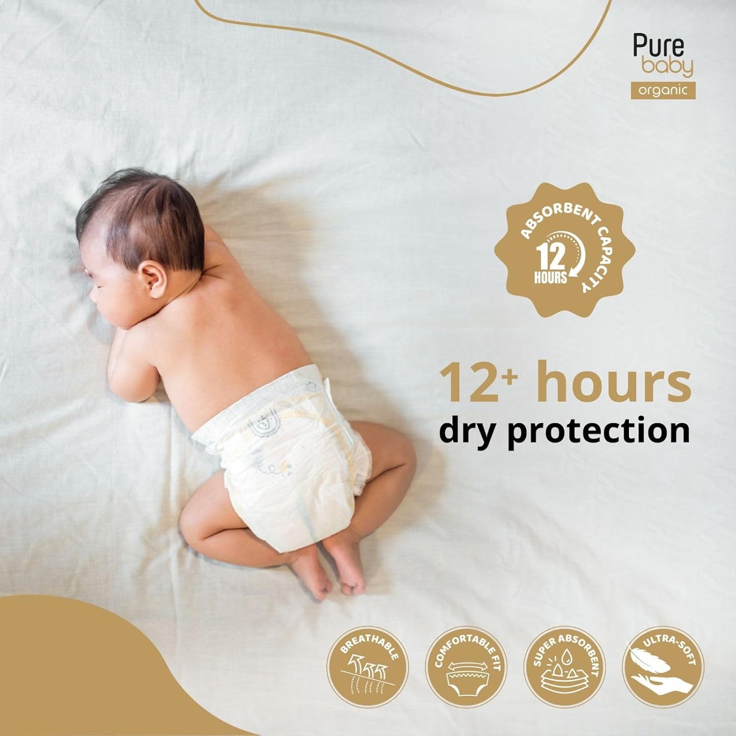 PURE BABY - ECO Diapers Size 4, Maxi, 52 pieces (7-18kg)