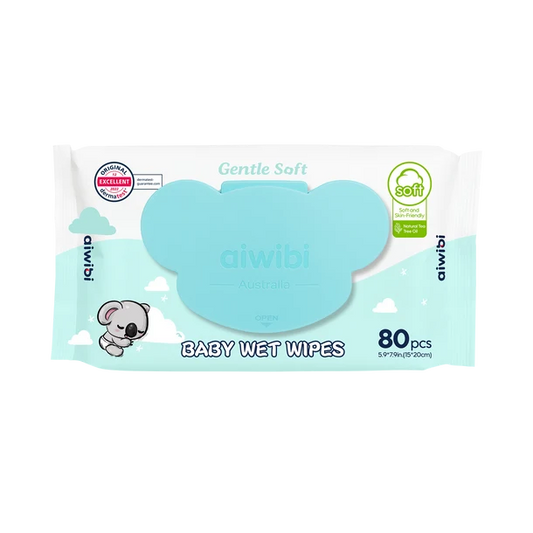 Aiwibi Gentle Soft Sensitive Care Wipes Natural Tea Tree Oil 80's - Pack of 3