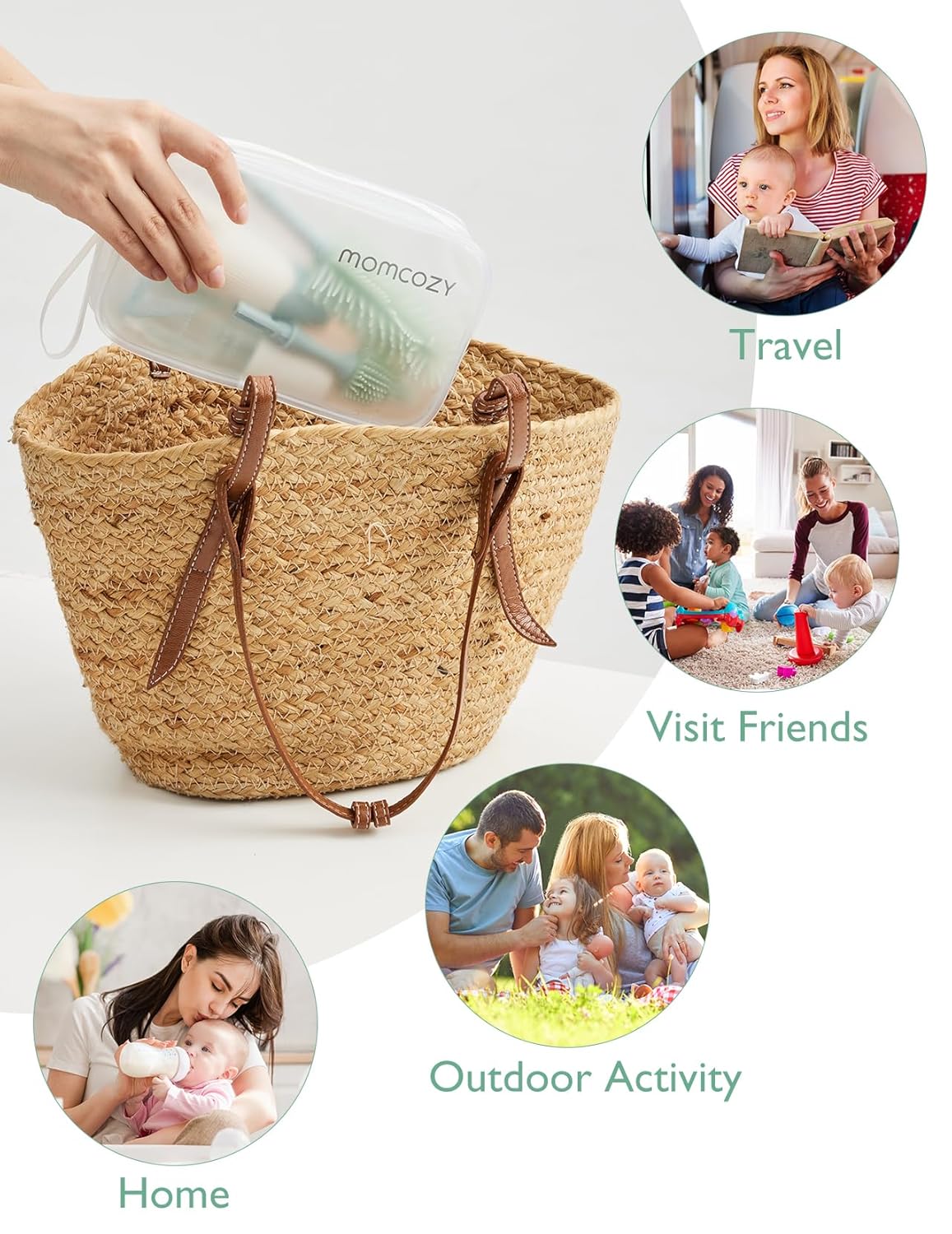 Momcozy Push-Press Design Bottle Brush Kit-Classic Style - Green