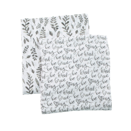 Bebe Au Lait Swaddle JustBe/Leaves 2pk