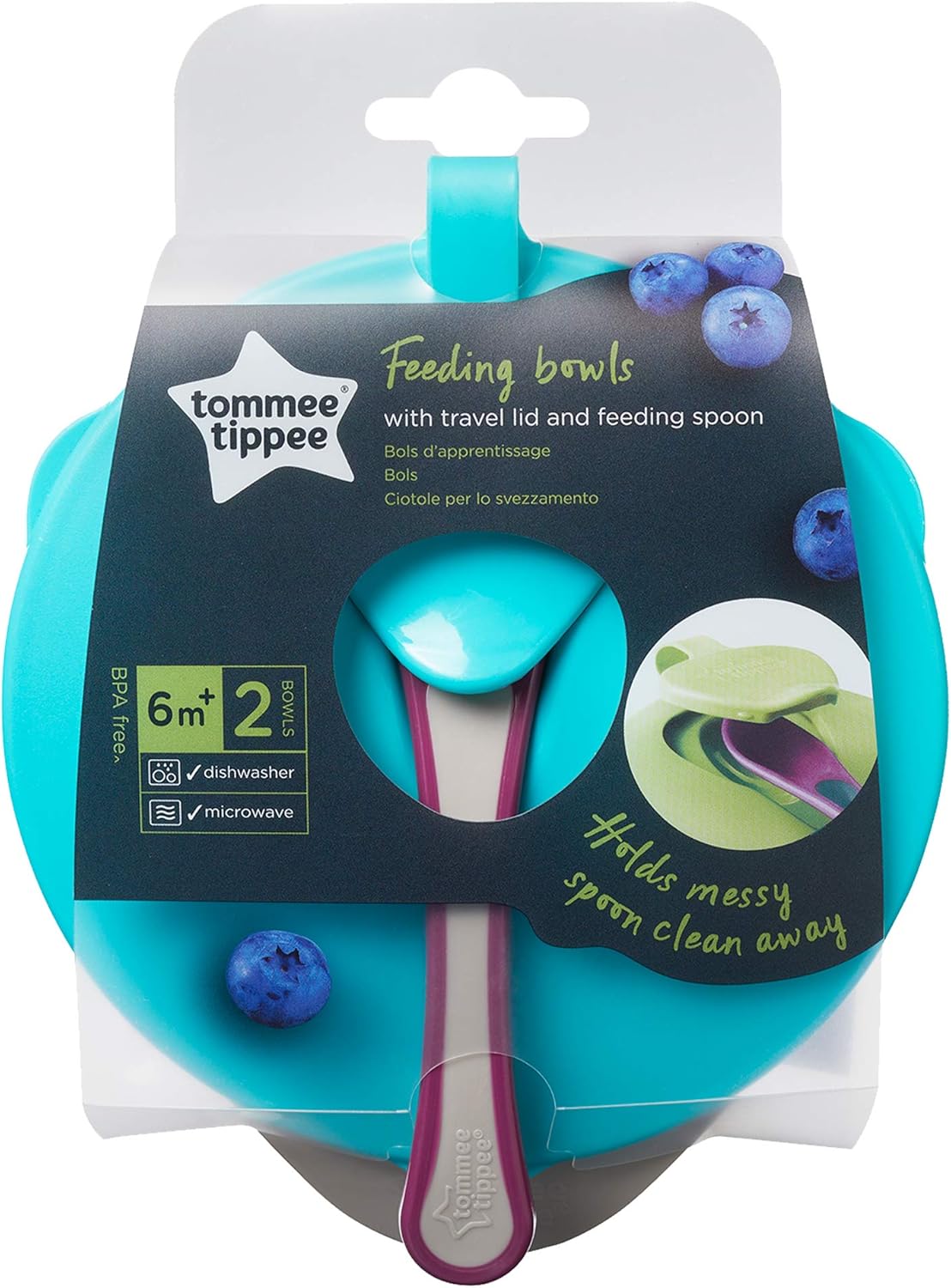 Tommee Tippee Easy Scoop Feeding Bowls With Lid and Spoon Pink / Blue