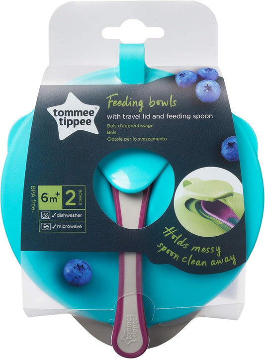 Tommee Tippee Easy Scoop Feeding Bowls With Lid and Spoon Pink / Blue