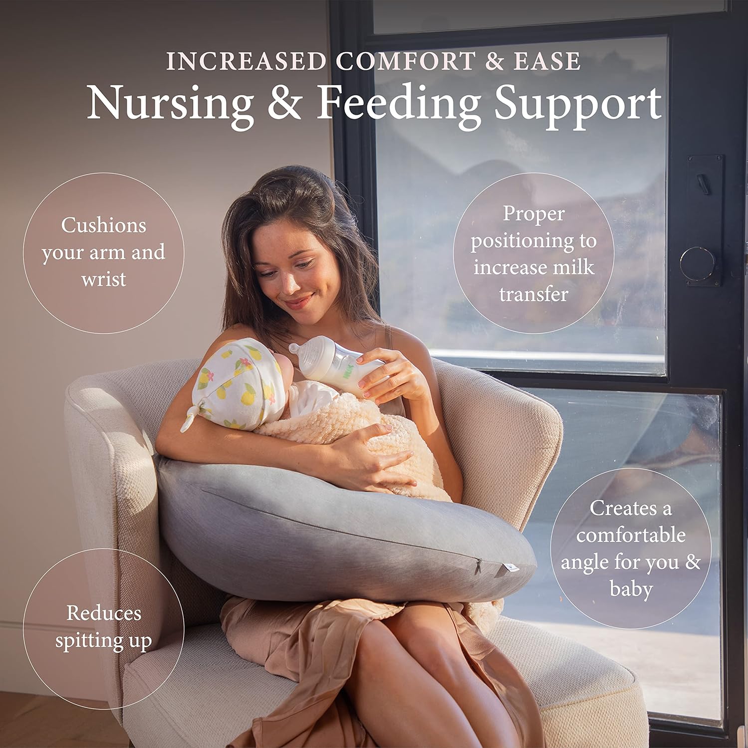 PharMedoc My Little Bean Nursing Pillow - Dark Grey Cooling Fabric