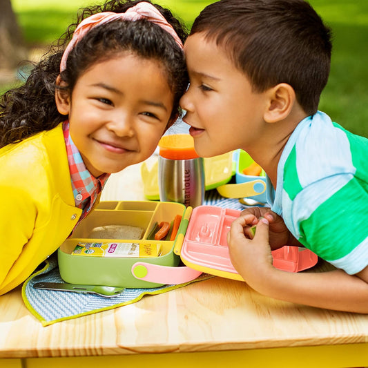 Munchkin Lunch Bento Box with Stainless Steel Utensils - Yellow