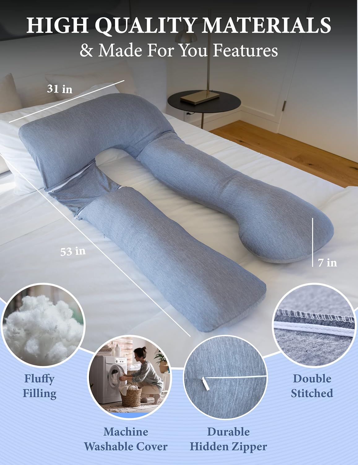 PharMeDoc U-Shape Pregnancy Pillow Jersey