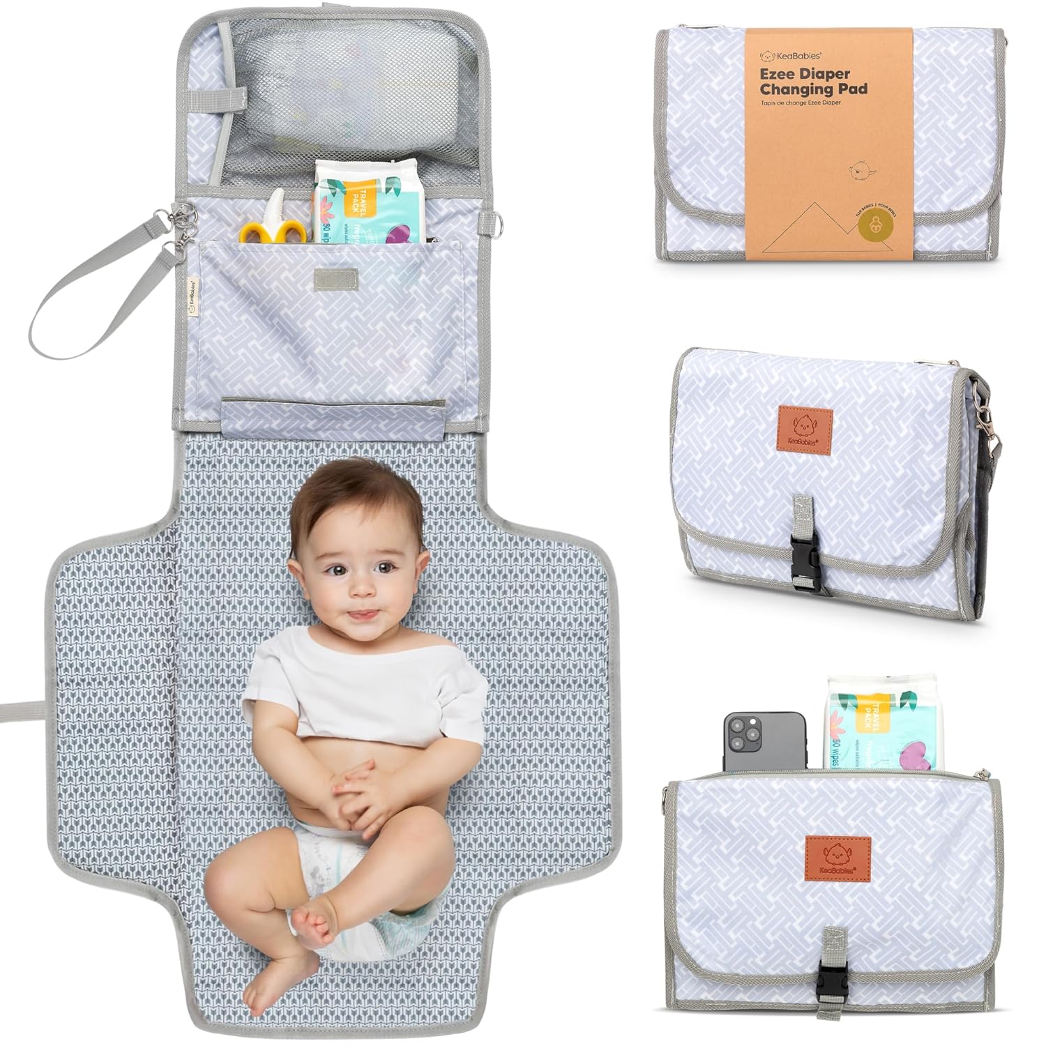 KeaBabies EZEE Diaper Changing Mat Gray Mod