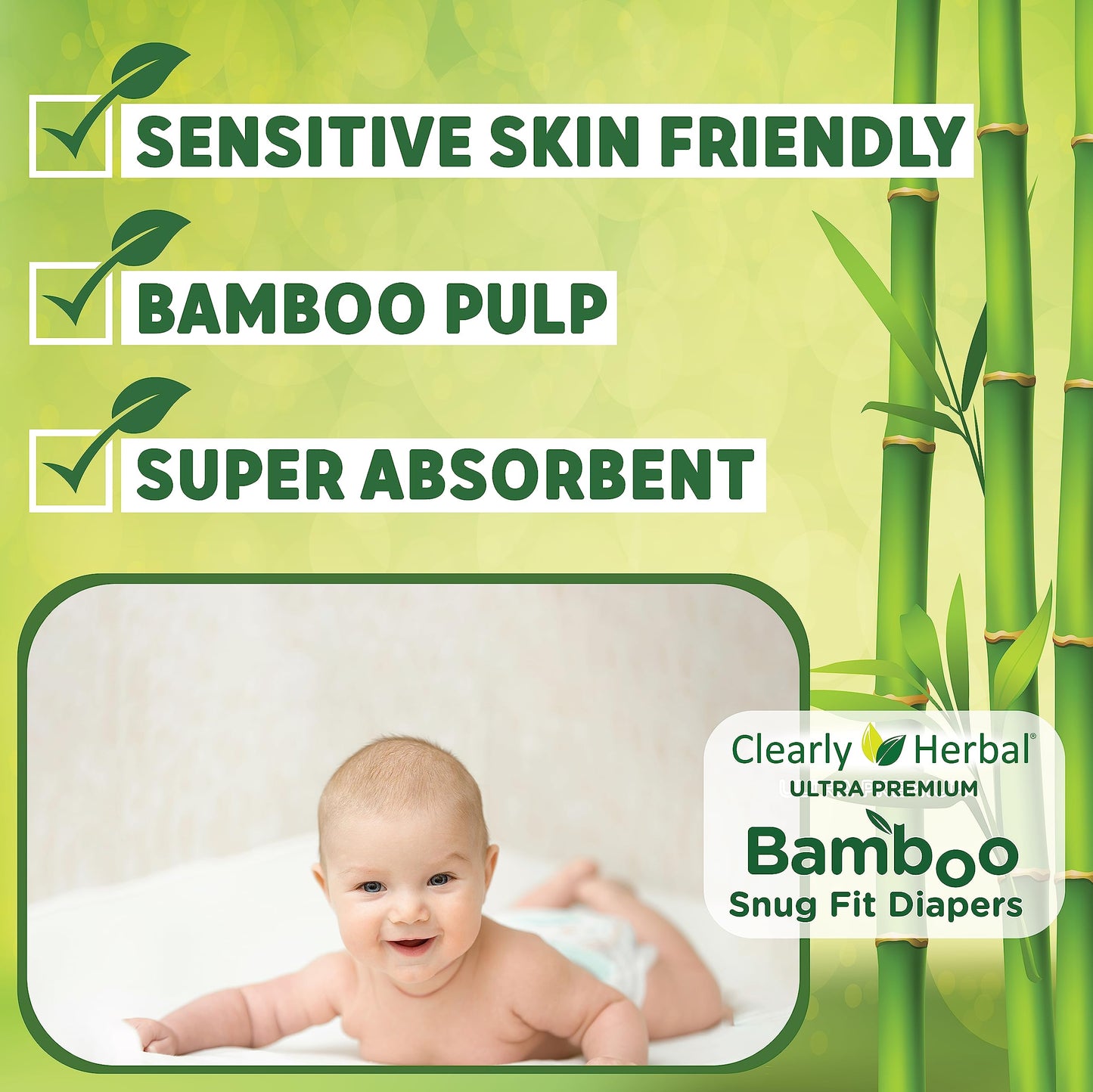 Clearly Herbal Bamboo Snug Fit Diapers 22's - Size 5 (11-18 KG)