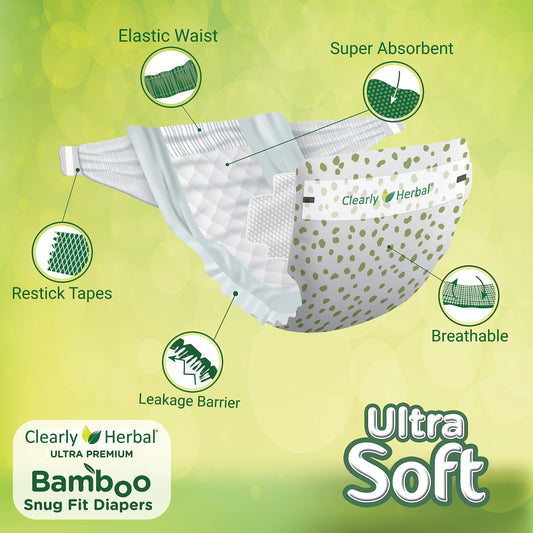 Clearly Herbal Bamboo Snug Fit Diapers 22's - Size 5 (11-18 KG)