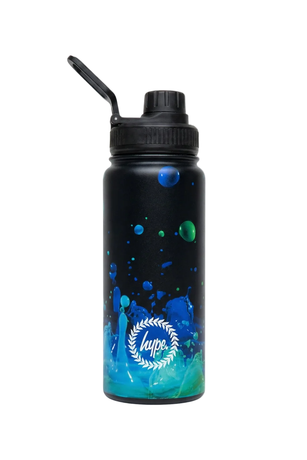HYPE Water Bottle Black 3D Droplets Metal