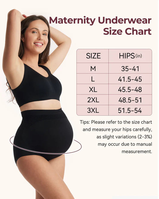 Momcozy High Waist Pregnancy Seamless Soft Belly Support Panties 3Pk (Black+Almond+Oysterpink)