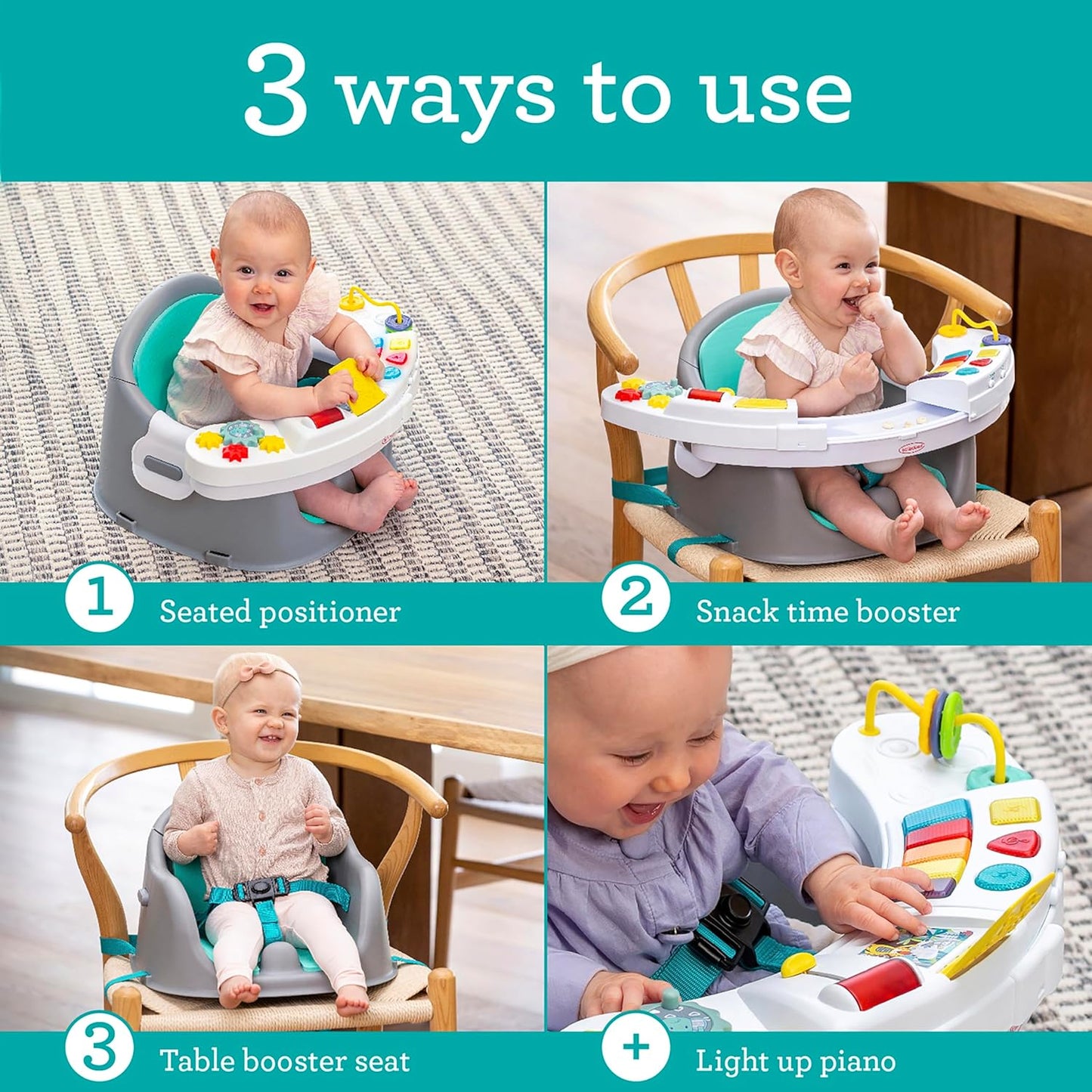 Infantino Music & Lights 3-In-1 Discovery Seat & Booster-Handle | 4M+